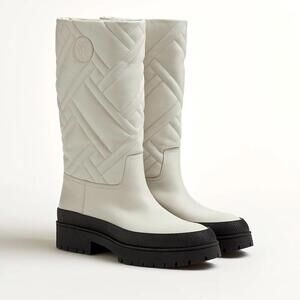 Hermes White calf leather Fuji Weather mid height Boot NIB 38.5
